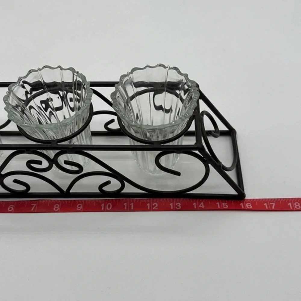 Glass Dip Trio with wrought‎ Iron Stand
